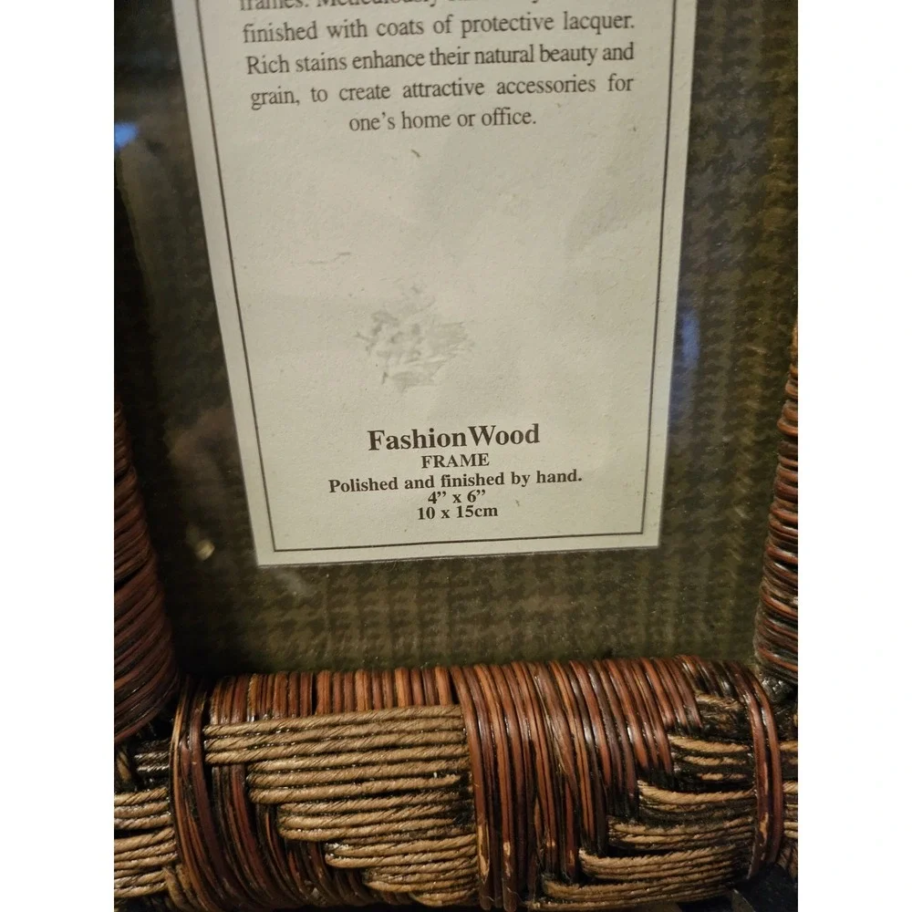 4x6 Wicker Pattern Wood Frame By Phili Whitney. Substantial. Stand Included.